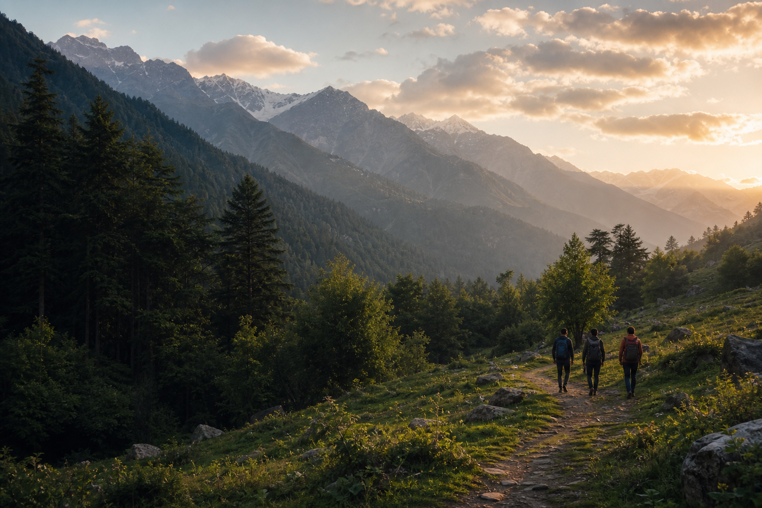 Solo travellers together in a mountain destination